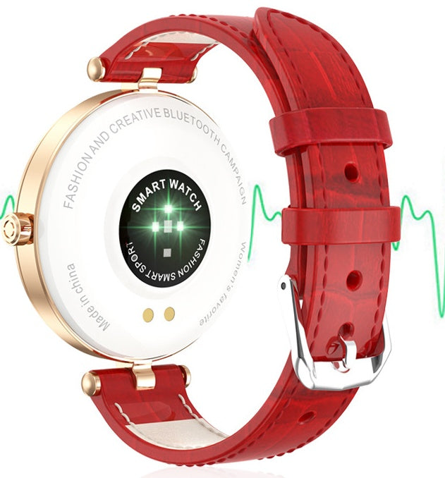 HKM-097619 Waterproof Smart Watch with Heart Rate & Blood Pressure Monitoring, Sleep & Activity Tracking, Genuine Leather Strap