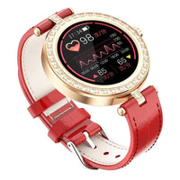 HKM-097619 Waterproof Smart Watch with Heart Rate & Blood Pressure Monitoring, Sleep & Activity Tracking, Genuine Leather Strap