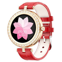 HKM-097619 Waterproof Smart Watch with Heart Rate & Blood Pressure Monitoring, Sleep & Activity Tracking, Genuine Leather Strap