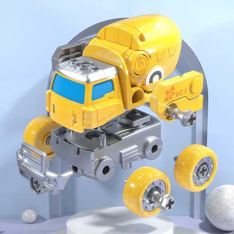 HKM-097683 5-in-1 Take Apart DIY Engineering Vehicle Toy Set - Transforming Dinosaur and Robot for Ages 3+