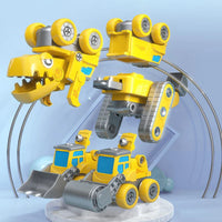 HKM-097683 5-in-1 Take Apart DIY Engineering Vehicle Toy Set - Transforming Dinosaur and Robot for Ages 3+