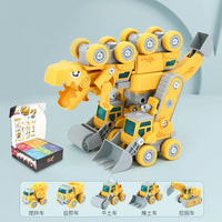 HKM-097683 5-in-1 Take Apart DIY Engineering Vehicle Toy Set - Transforming Dinosaur and Robot for Ages 3+