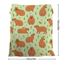 HKM-097939 Soft Flannel Multifunctional Blanket with Bird and Capybara Pattern for Home and Outdoors