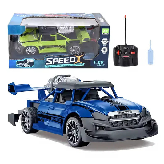 HKM-098067 1:20 Scale Remote Control Stunt Car with Spray Function and Lights for Kids