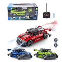 HKM-098067 1:20 Scale Remote Control Stunt Car with Spray Function and Lights for Kids
