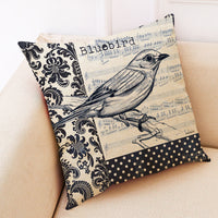 HKM-098067 Retro Bird Cotton Linen Pillowcase for Car and Sofa