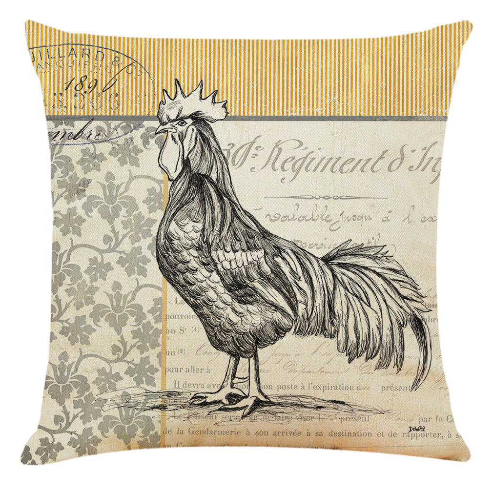 HKM-098067 Retro Bird Cotton Linen Pillowcase for Car and Sofa