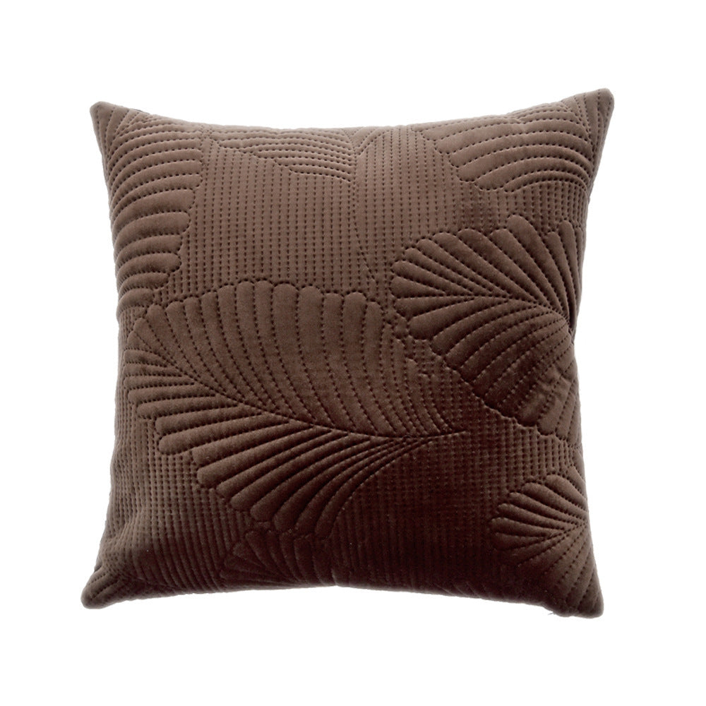 HKM-098323 Modern Leaf Pattern Pillow Cover - Wine Red, Beige, Brown - 45x45cm Cushion for Living Room, Bedroom, Study, Balcony