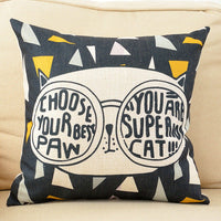 HKM-098387 Cartoon Cat Couch Pillow Cover, Cotton & Linen Material, Polyester Fiber Filler - Pillowcase Only