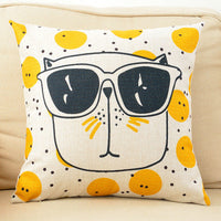 HKM-098387 Cartoon Cat Couch Pillow Cover, Cotton & Linen Material, Polyester Fiber Filler - Pillowcase Only