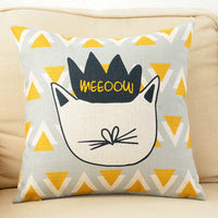 HKM-098387 Cartoon Cat Couch Pillow Cover, Cotton & Linen Material, Polyester Fiber Filler - Pillowcase Only