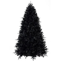 HKM-098387 Prelit Black Artificial Christmas Tree with White Lights, PE/PVC Branch Tips, Available in Multiple Heights