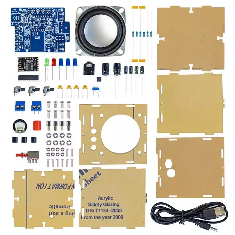 HKM-098451 Bluetooth Speaker Electronic Kit Model TJ-56-527 with PCB, Components, and Casing
