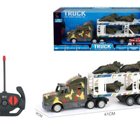 HKM-098515 Double Decker Military Remote Control Transport Vehicle with 6 Friction Cars for Kids