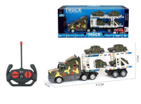 HKM-098515 Double Decker Military Remote Control Transport Vehicle with 6 Friction Cars for Kids
