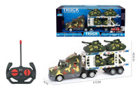 HKM-098515 Double Decker Military Remote Control Transport Vehicle with 6 Friction Cars for Kids