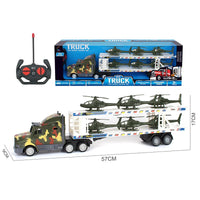 HKM-098515 Double Decker Military Remote Control Transport Vehicle with 6 Friction Cars for Kids