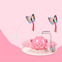 HKM-098579 Automatic Electric Rotating Butterfly & Glowing Ball Cat Toy Set - Peach Pink & Mint Green