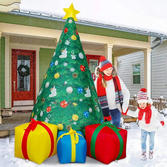 KTX-098707 7 Ft Christmas Inflatables Tree with Built-in LEDs for Outdoor and Indoor Decoration