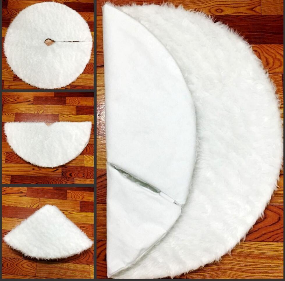 HKM-098707 White Plush Christmas Tree Skirt for Holiday Decoration - Available in Multiple Sizes