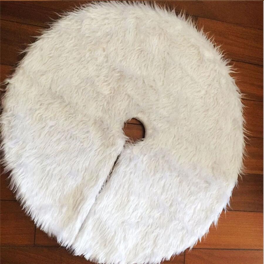 HKM-098707 White Plush Christmas Tree Skirt for Holiday Decoration - Available in Multiple Sizes