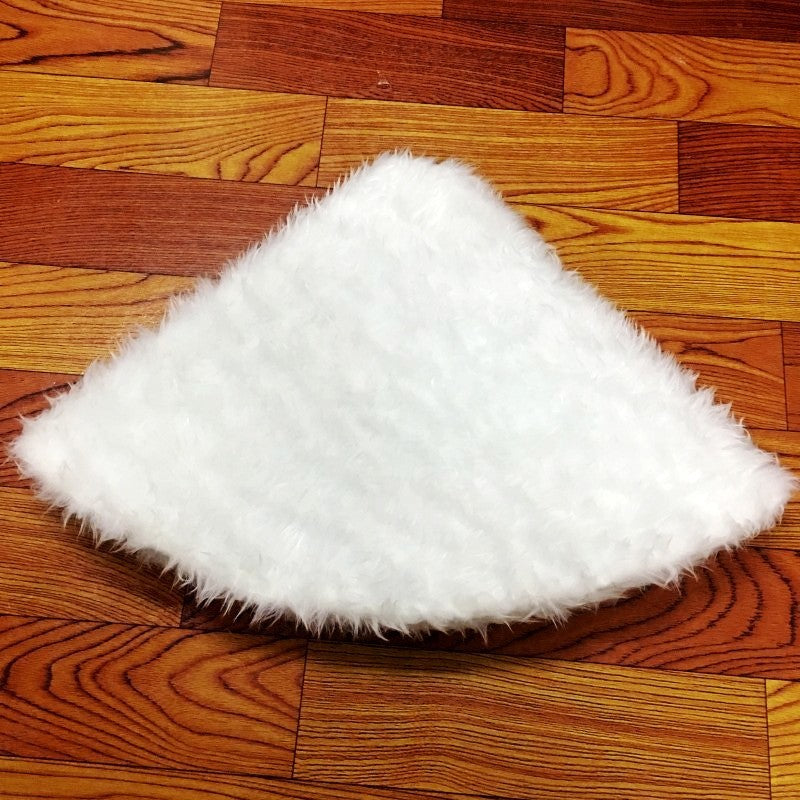 HKM-098707 White Plush Christmas Tree Skirt for Holiday Decoration - Available in Multiple Sizes