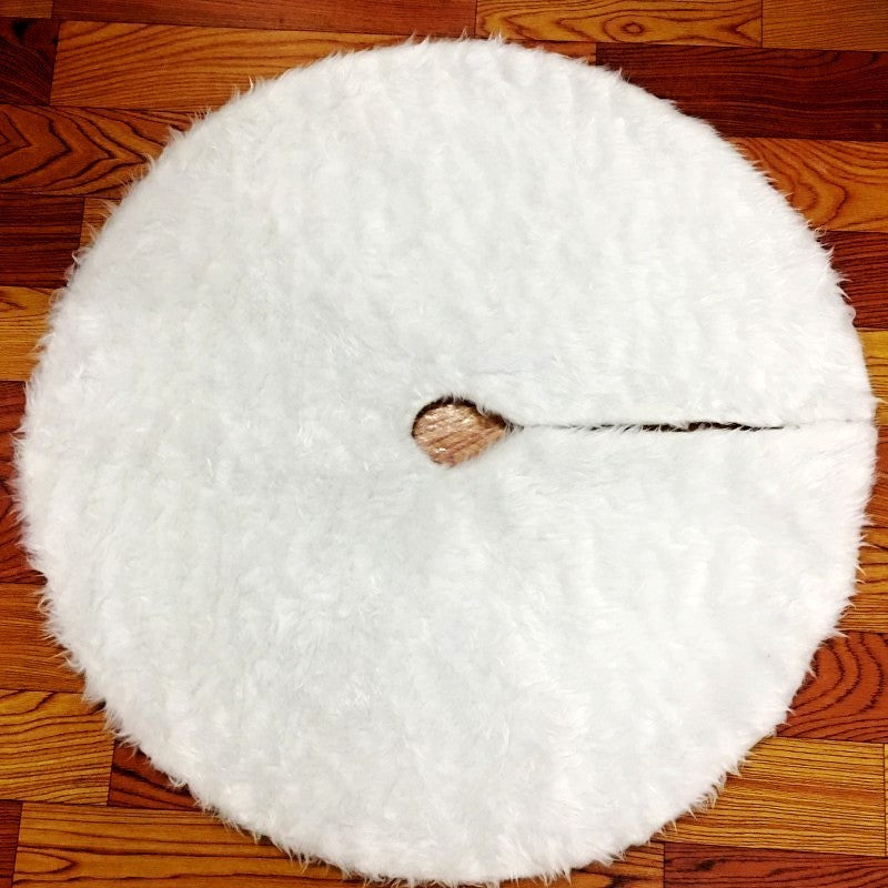 HKM-098707 White Plush Christmas Tree Skirt for Holiday Decoration - Available in Multiple Sizes