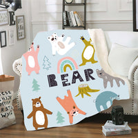 HKM-099091 Cute Cartoon Animal Double Layer Lamb Wool Blanket - Soft, Thick, Skin-friendly Cashmere Blanket in Various Colors and Sizes