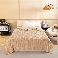 HKM-099091 Double-sided Jacquard Flannel Coral Fleece Blanket Shawl in Multiple Sizes