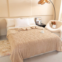 HKM-099091 Double-sided Jacquard Flannel Coral Fleece Blanket Shawl in Multiple Sizes