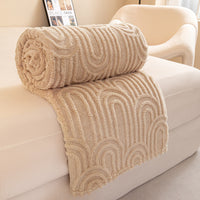 HKM-099091 Double-sided Jacquard Flannel Coral Fleece Blanket Shawl in Multiple Sizes