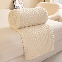 HKM-099091 Double-sided Jacquard Flannel Coral Fleece Blanket Shawl in Multiple Sizes