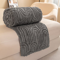 HKM-099091 Double-sided Jacquard Flannel Coral Fleece Blanket Shawl in Multiple Sizes
