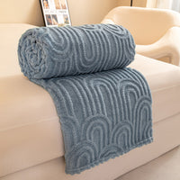 HKM-099091 Double-sided Jacquard Flannel Coral Fleece Blanket Shawl in Multiple Sizes