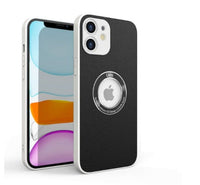 HKM-099347 All-around Protective Shell in Pure Color Leather Texture for iPhone Models