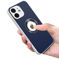 HKM-099347 All-around Protective Shell in Pure Color Leather Texture for iPhone Models