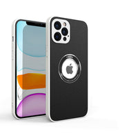 HKM-099347 All-around Protective Shell in Pure Color Leather Texture for iPhone Models
