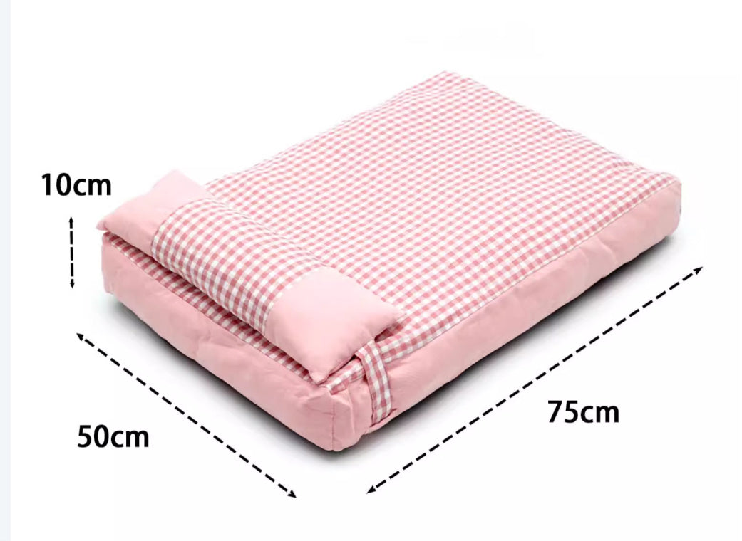 HKM-099411 Pet Plaid Color Matching Kennel Mattress - Removable & Washable, Available in Khaki and Pink