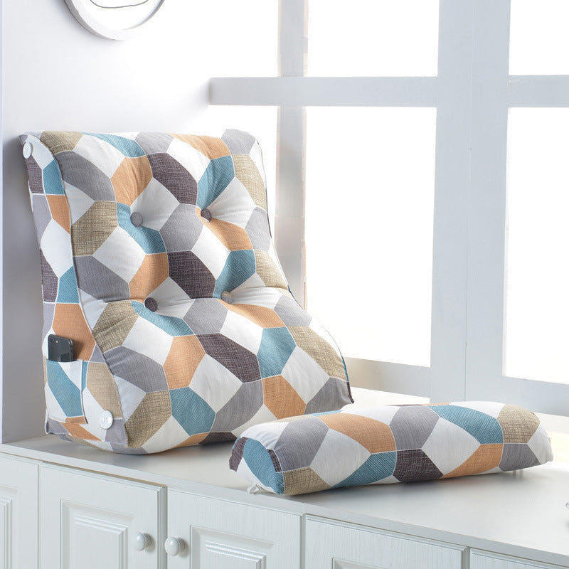 HKM-099475 Cotton Washable Soft Triangle Waist Protection Cushion for Sofa and Bed - Removable and Washable Design