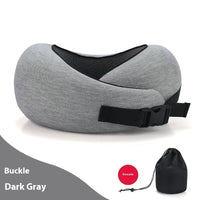 HKM-099539 Adjustable U-Shaped Memory Foam Travel Neck Pillow for Comfortable Support on Planes, Cars, and Offices