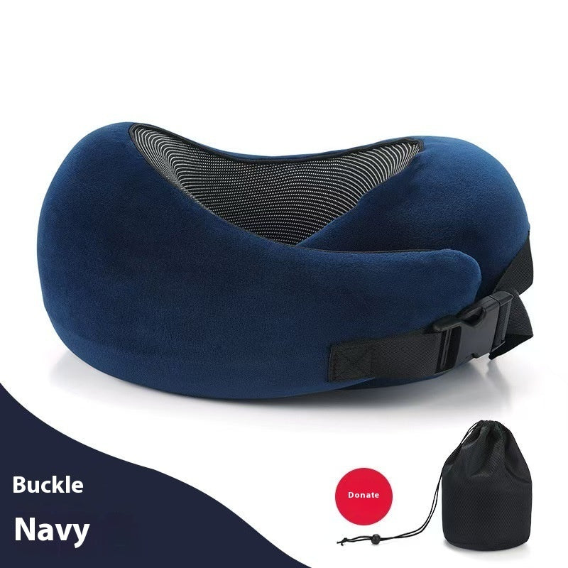 HKM-099539 Adjustable U-Shaped Memory Foam Travel Neck Pillow for Comfortable Support on Planes, Cars, and Offices