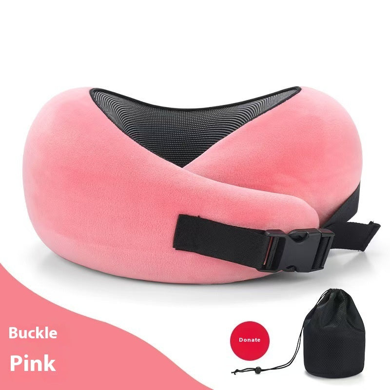 HKM-099539 Adjustable U-Shaped Memory Foam Travel Neck Pillow for Comfortable Support on Planes, Cars, and Offices