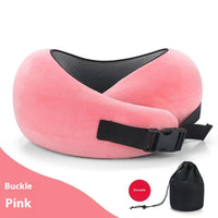 HKM-099539 Adjustable U-Shaped Memory Foam Travel Neck Pillow for Comfortable Support on Planes, Cars, and Offices