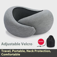 HKM-099539 Adjustable U-Shaped Memory Foam Travel Neck Pillow for Comfortable Support on Planes, Cars, and Offices