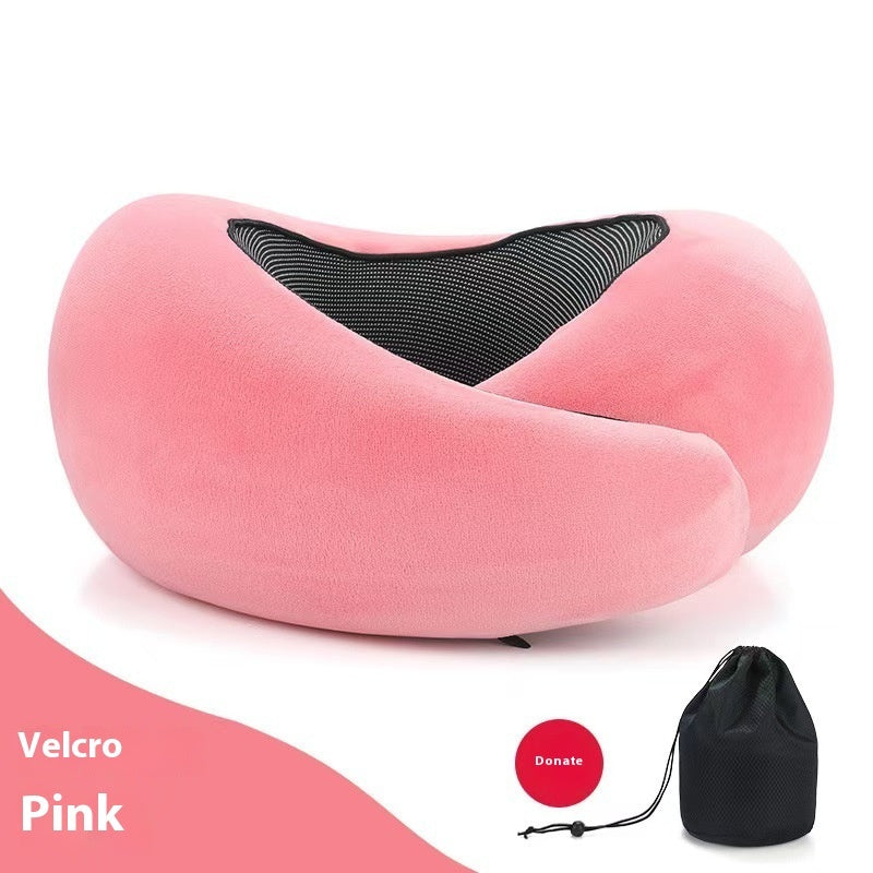 HKM-099539 Adjustable U-Shaped Memory Foam Travel Neck Pillow for Comfortable Support on Planes, Cars, and Offices