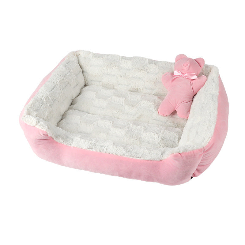 HKM-099539 Cozy Printed Plush Sofa-Type Pet Nest for Comfortable Sleeping