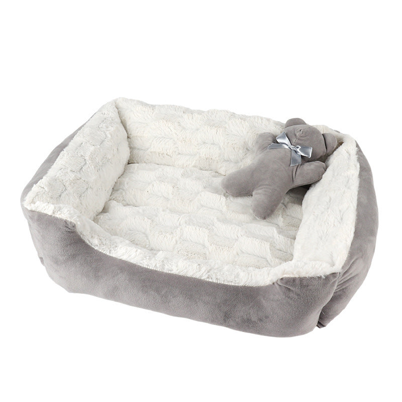 HKM-099539 Cozy Printed Plush Sofa-Type Pet Nest for Comfortable Sleeping