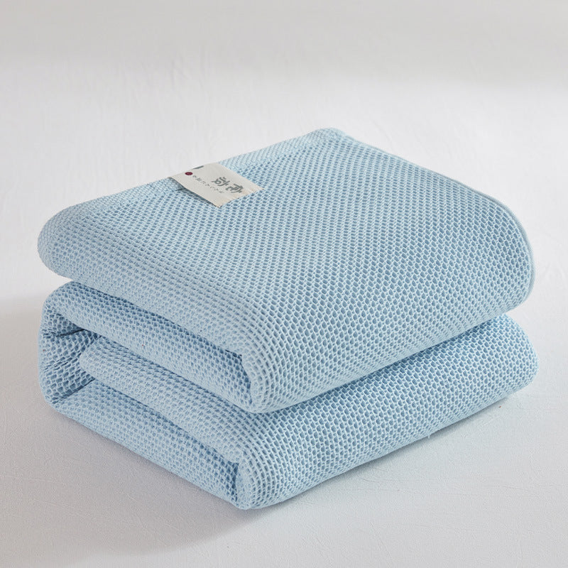KTX-099667 Cotton Honeycomb Towel Quilt Blanket for Summer, Solid Color Gauze Design