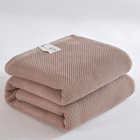 HKM-099667 Cotton Honeycomb Towel Quilt Blanket for Summer, Solid Color Gauze Design