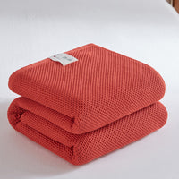 HKM-099667 Cotton Honeycomb Towel Quilt Blanket for Summer, Solid Color Gauze Design
